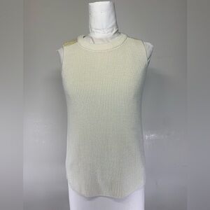Club Monaco Cream Sleeveless Ribbed Knit Vest